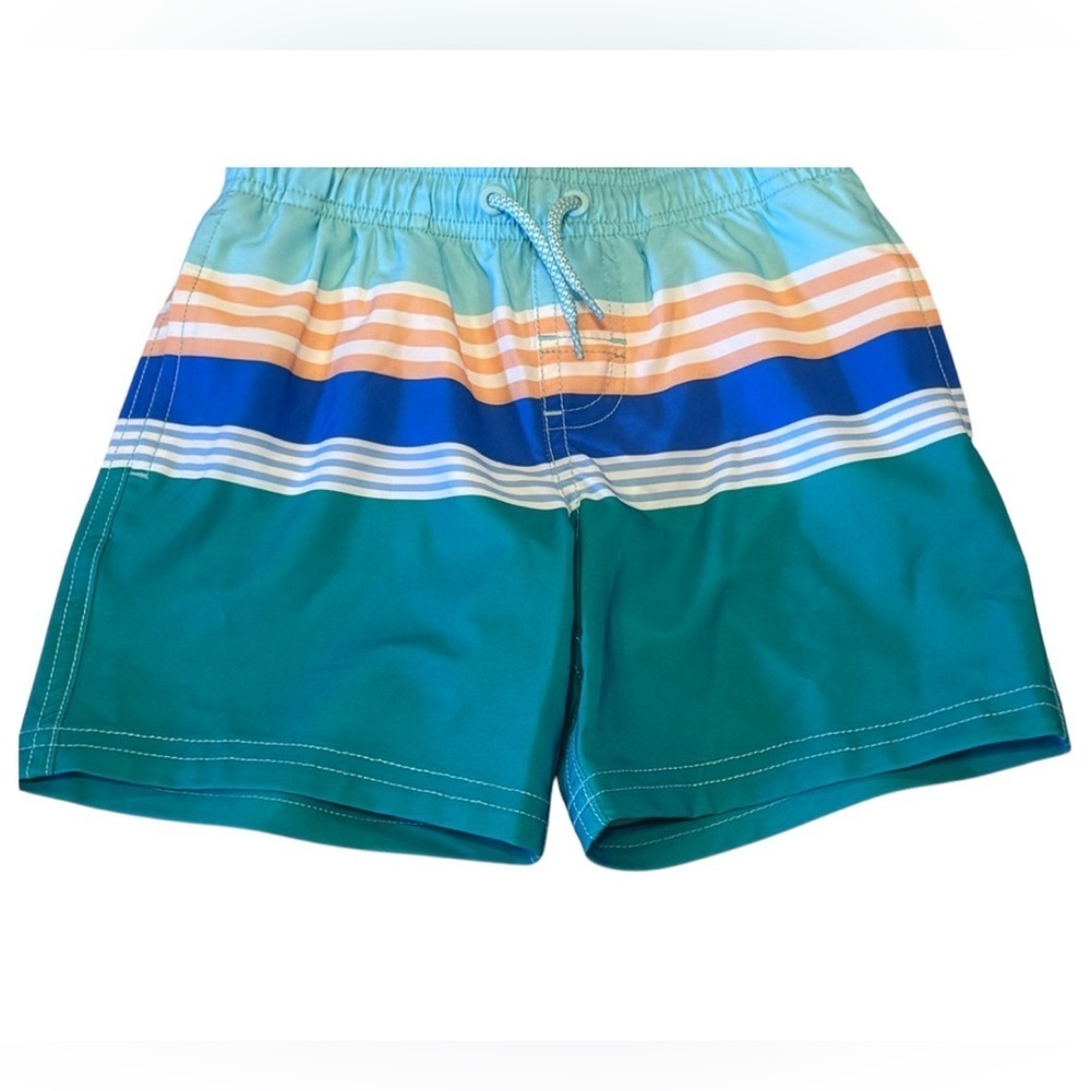 Wonder Nation Boys Swimming Suit Pastel Stripes Drawstring Waist Sz XS (4-6)